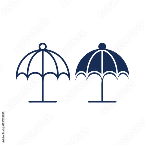 Two simple beach umbrella icons