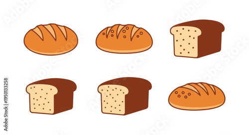 Whole Wheat Bread Line art elegant abstract tone illustration