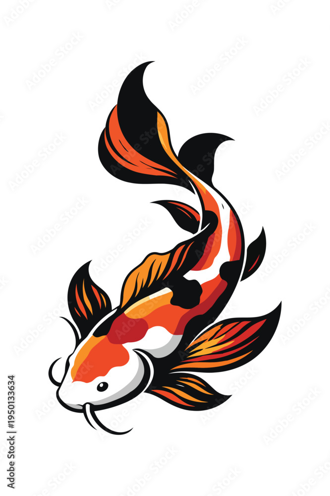 Naklejka premium Colorful Koi Fish Art Illustration