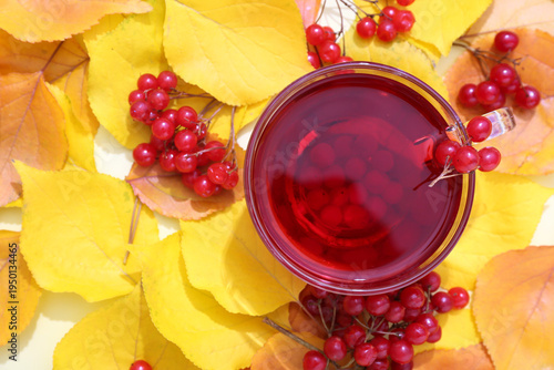 Glass cup of hot viburnum t...