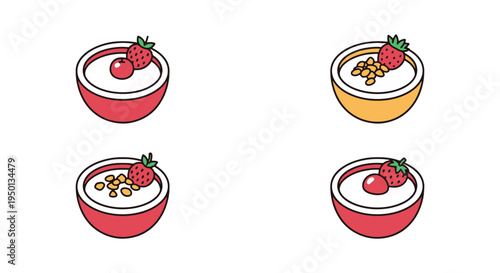 Yogurt Bowl Plate Line art clean dynamic abstract vector