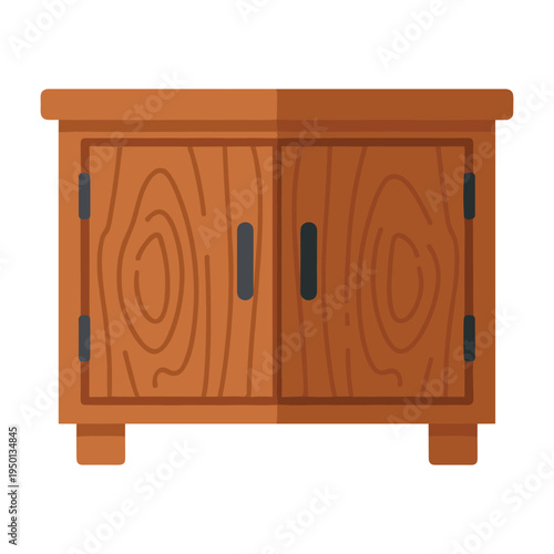 brown wooden cabinet with two doors and black handles