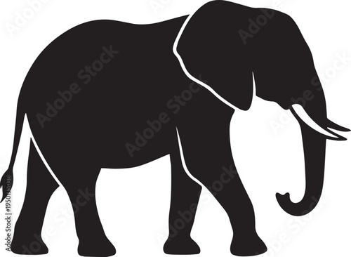 Walking Elephant Silhouette Design 