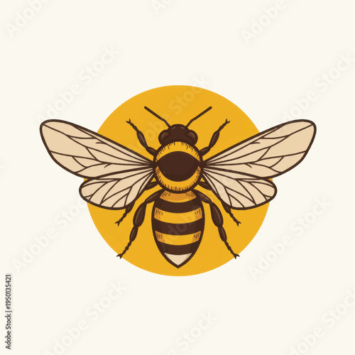 Illustration of a Bee with Yellow Stripes.
