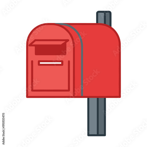 red mailbox on gray post