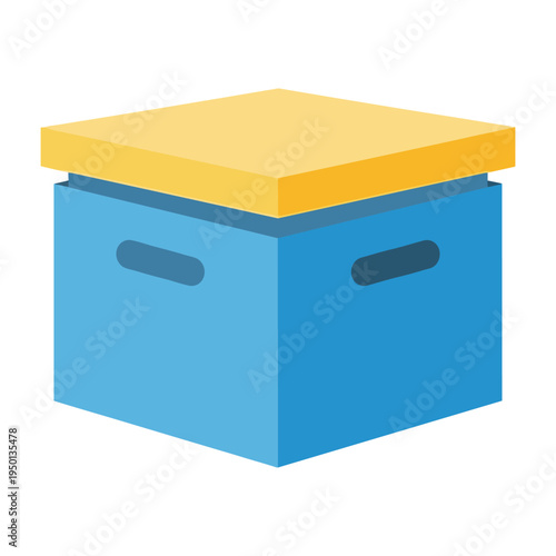 blue storage box with yellow lid and handles