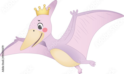 Cute Dinosaur Princess Pterodactyl Flying Design