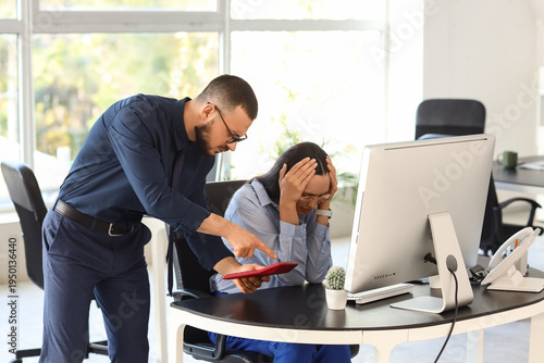 Stressed female worker and ...