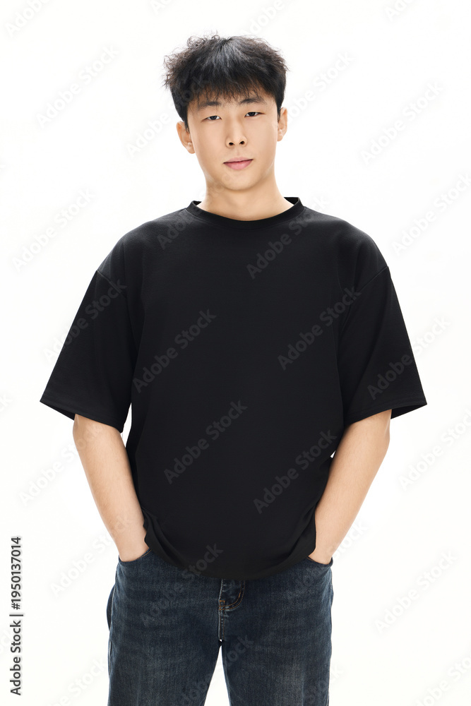 Fototapeta premium Asian male youth image against a white background