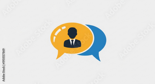 Businessman silhouette in speech bubbles communication concept customer service support chat conversation teamwork collaboration business talk dialogue negotiation partnership