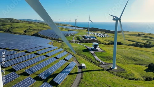 Video of Climate tech venture growth – clean technology innovation landscape, sustainable startup ecosystem concept, renewable energy infrastructure background, green investment future visual,