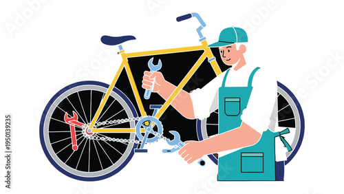 Mechanic and Bicycle Repair: A skilled mechanic meticulously repairs a bicycle, showcasing expertise and precision in maintaining and fixing the transport.