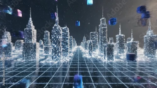 Video of a pixelated reality transition showing the real world morphing into a digital environment, ideal for technology innovation, digital transformation, metaverse and data disruption concepts,