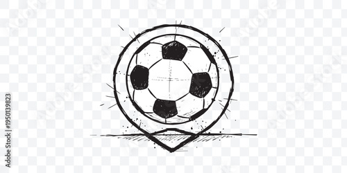 Dynamic Hand Drawn Soccer Ball Emblem Sketch Style Football Logo Vector Illustration