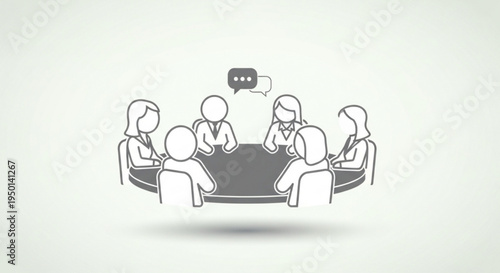 Business team meeting around a table with conversation