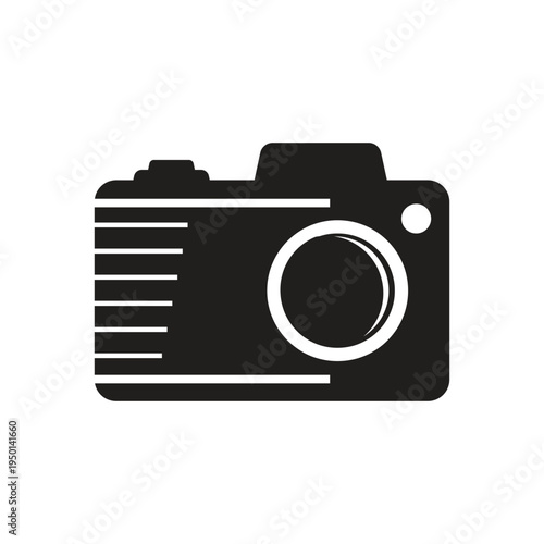 Minimal digital camera icon black vector illustration