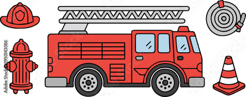 firetruck emergency rescue equipment icon vector clipart