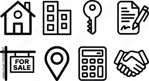 property icon collection house apartment key contract for sale