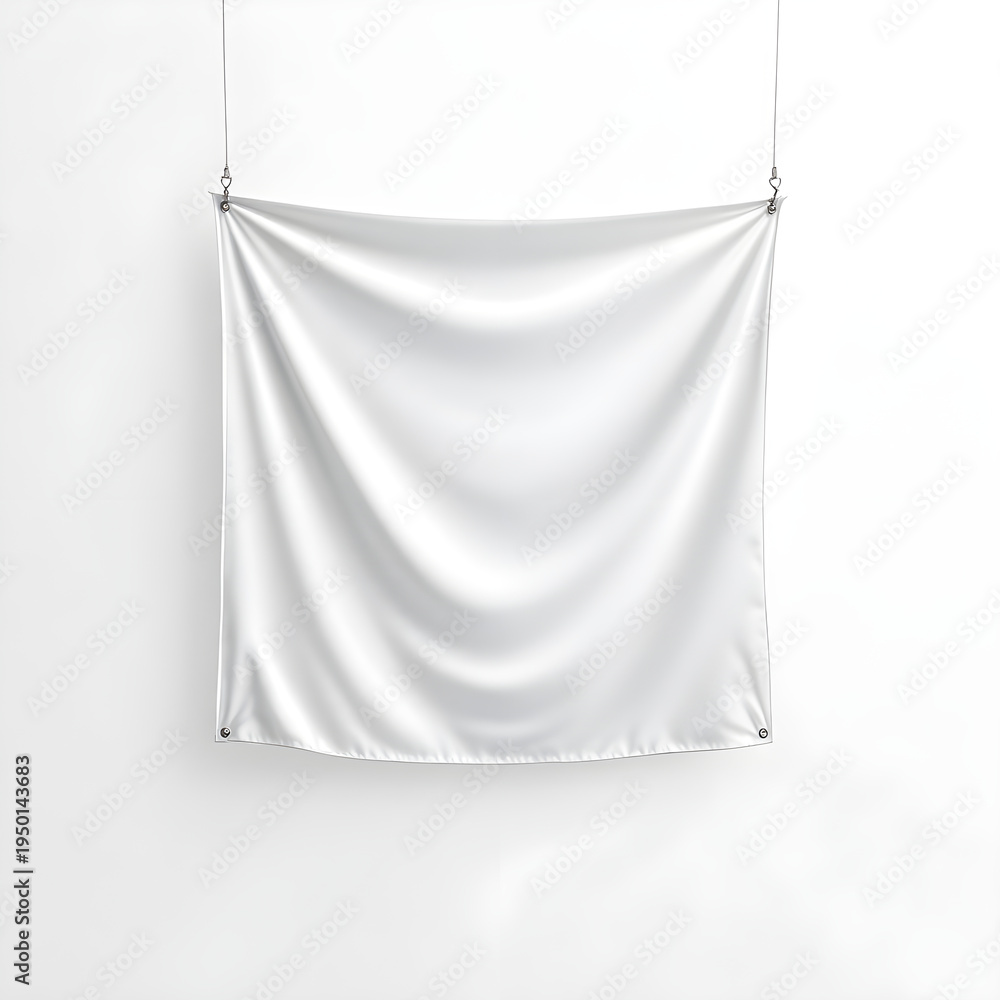 Naklejka premium White banner hanging with transparent background