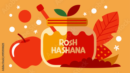 Rosh Hashana Jewish New Year vector illustration