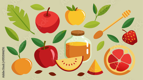 Set of 9 healthy food icons vector