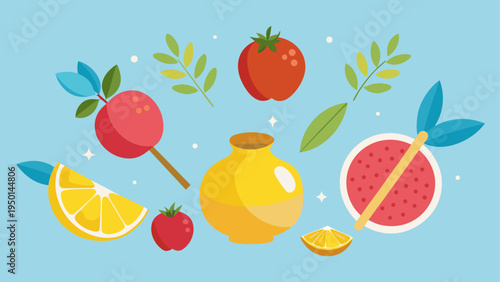 Set of colorful fruit icons vector