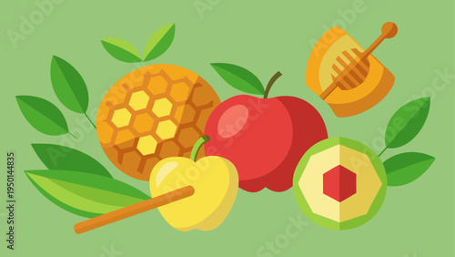 Vector illustration of honey and fruit