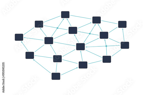 Distributed Ledger Matrix – Blockchain Database Flat Vector Diagram