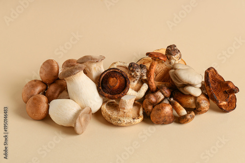Different fresh mushrooms o...