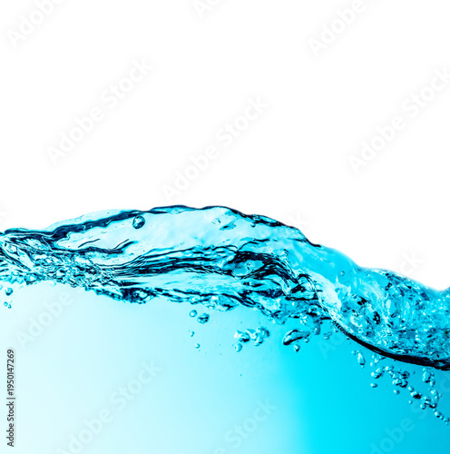 PNG image of a blue wave with bubbles, close-up, background, texture, isolated on top. Transparent background, large photo, high resolution, large size, template, pattern