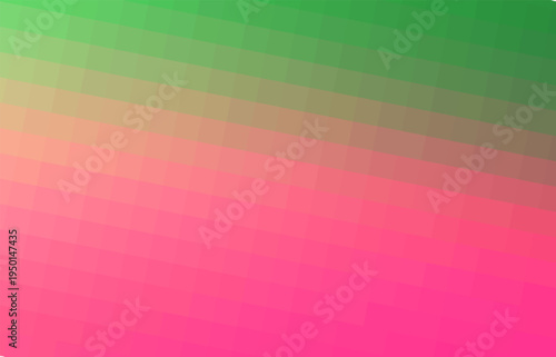 Abstract Green to Pink Gradient Mosaic Background with Soft Square Pixel Texture, Diagonal Color Transition from Emerald and Olive to Coral and Magenta, Modern Minimal Digital Wallpaper