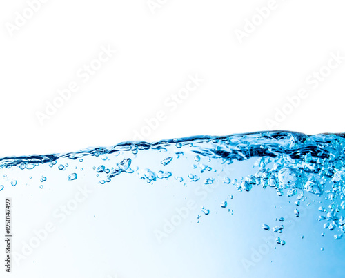 PNG image of a blue wave with bubbles, close-up, background, texture, isolated on top. Transparent background, large photo, high resolution, large size, template, pattern