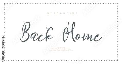 Back Home, Hand drawn vector alphabet. Modern monoline signature script font. Elegant Signature Font. Best Alphabet Beautiful Calligraphy Signature Font
