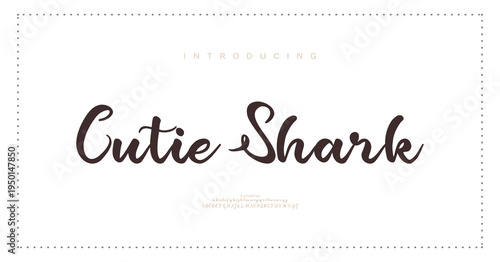Cutie Shark, Script typography beauty fashion elegant minimalist serif italic fonts decorative wedding vintage retro logos. Minimal luxury font alphabet logo. Vector illustration
