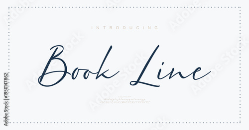 Book Line, Classy elegant font, vintage type or luxury premium typeface, vector English royal alphabet. Classic typography in modern or old art deco style, serif letters for modern