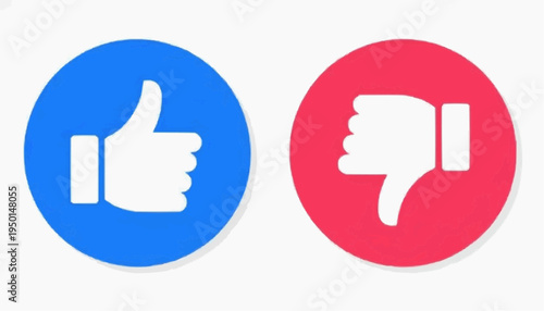 Thumb up and thumb down. Yes, good and bad sumbol. Thumbs up or like sign. Flat style - stock vector. stock illustration