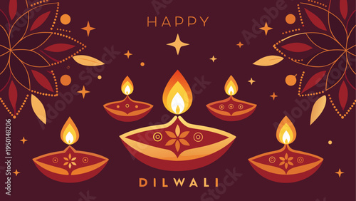 Diwali festival greeting card vector