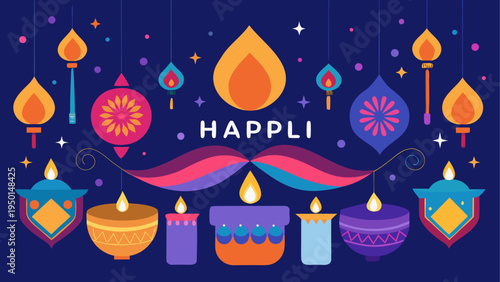 Diwali lamp vector illustration set