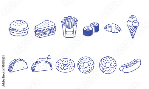 Variety of food illustrations