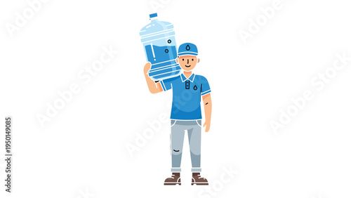 Water Delivery Man: A dedicated delivery man carries a large water jug with ease, embodying reliability and service.