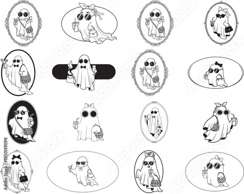 Halloween Boo Jee Ghost Hand-Drawn Frame