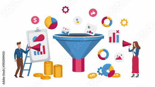 Business team analyzing data for marketing strategy and financial growth