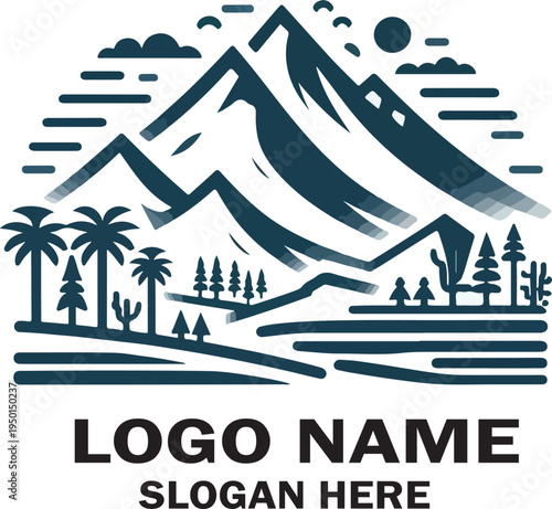 teide national park spain logo vector white background