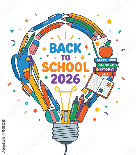 Back to School 2026 Modern Education Poster Vector Design