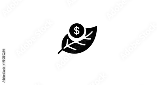 Green leaf with currency dollar symbol vector image symbolizing natural wealth biological assets carbon credit trading and environmental finance concepts for sustainability.