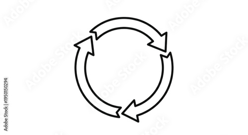 Three circular arrows in rotation vector image depicting continuous process recycling loops circular economy workflow management and infinite movement for industrial efficiency.