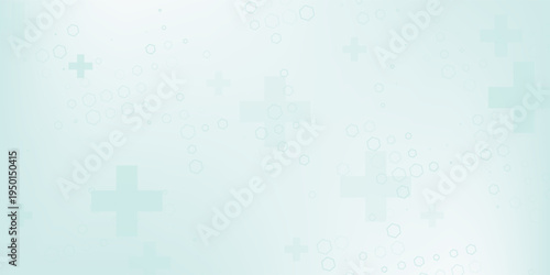 Medical healthcare seamless background. Green blue cross pattern. Repeating plus symbol wallpaper. Vector hospital pattern. Tech backdrop for presentation, banner, booklet, brochure, leaflet, poster.