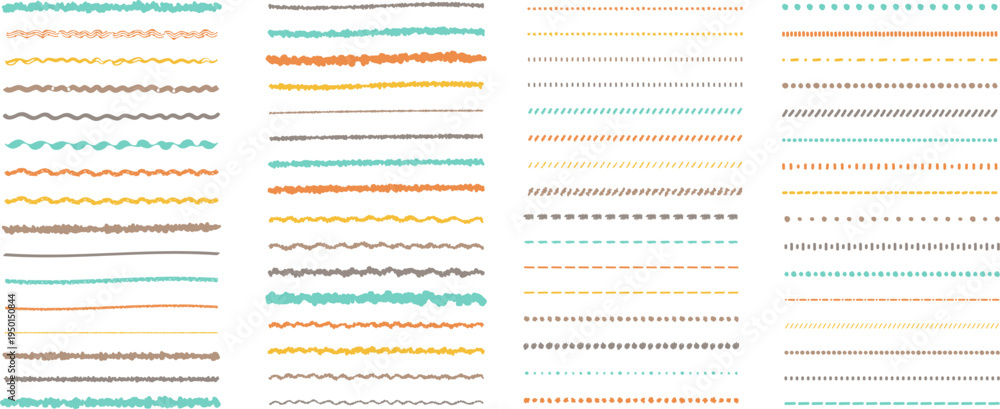 Obraz premium イラスト素材：ライン素材のあしらい 手書きのシンプルでかわいい罫線 