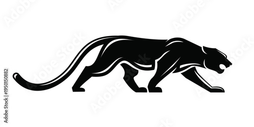 Powerful Black Panther Silhouette Stalking Vector Logo Design