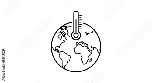 A conceptual vector image of the planet Earth with a large thermometer rising from the top to symbolize global warming and climate change.